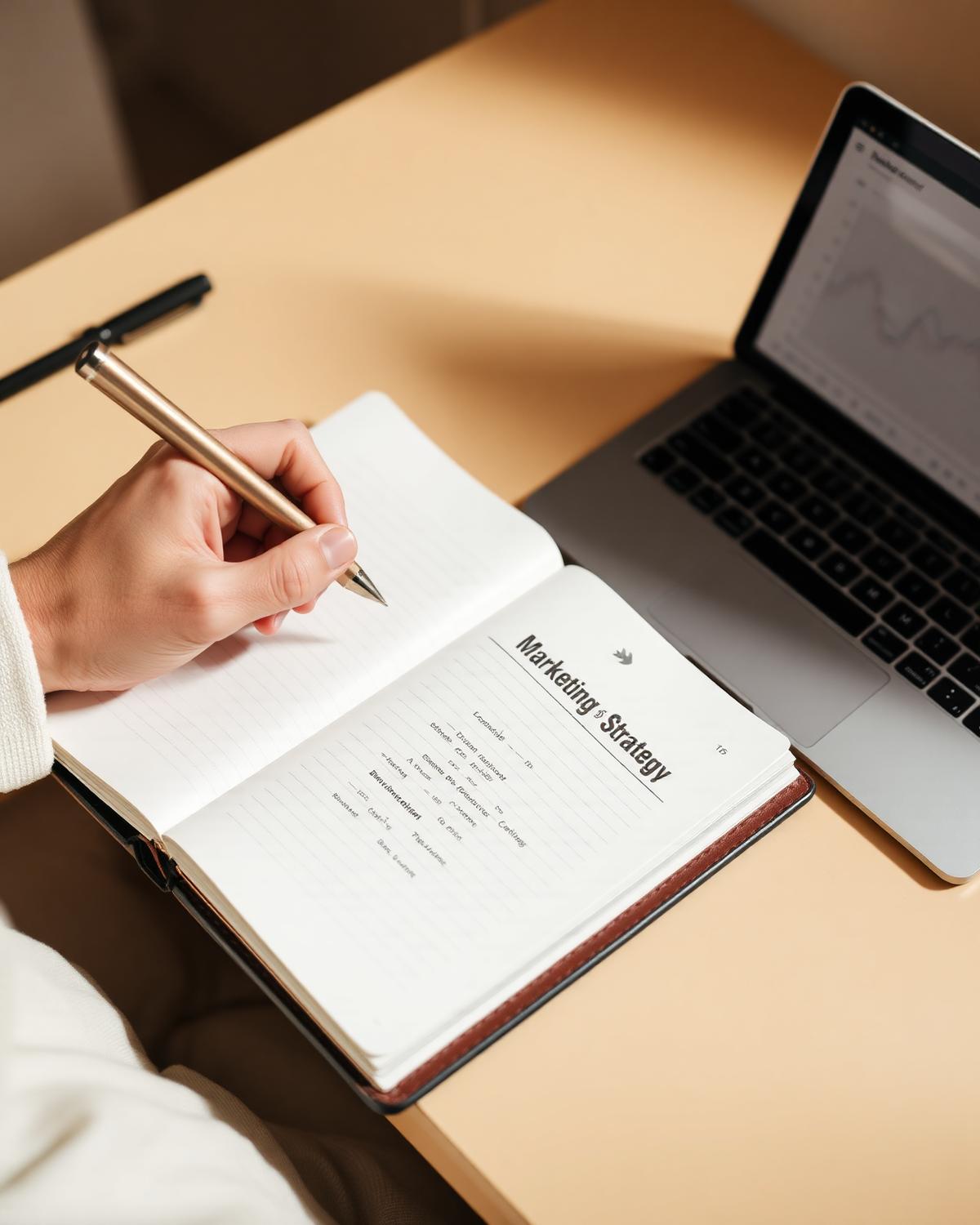 Rédaction d'une stratégie marketing sur carnet